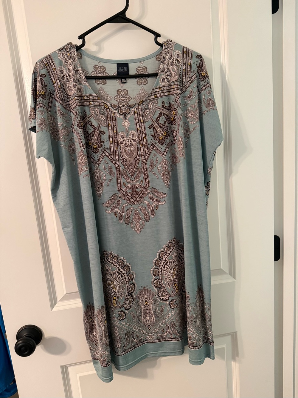 Saks Fifth Avenue Mint Paisley Short Sleeve Tunic/dress